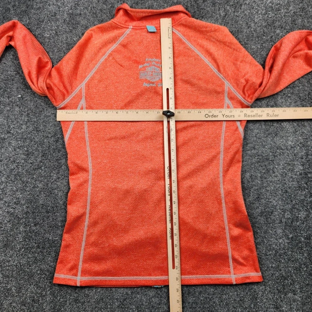 Harley-Davidson Performace Sweatshirt Womens Medium Orange Zip Lightweight Jaket